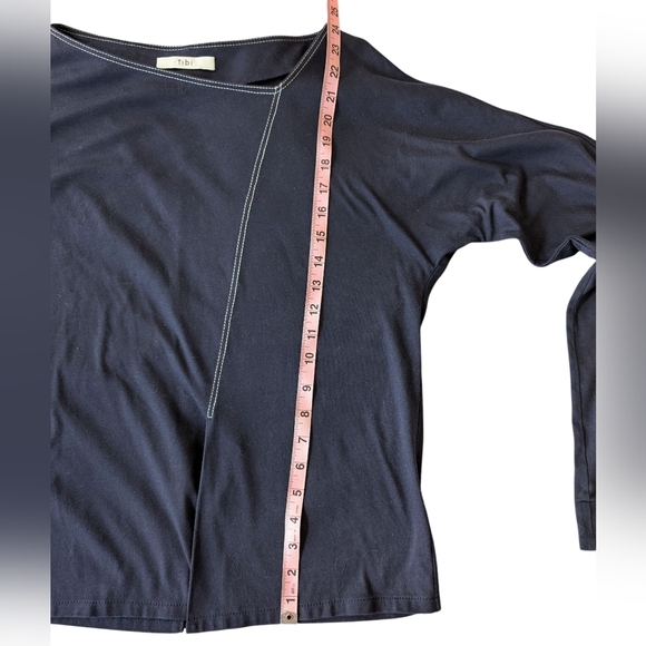 Tibi Navy Top With White Stitching sz L - Picture 7 of 9
